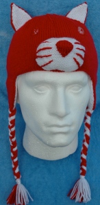 Knitted Red Cat Hat, knitting pattern, knitsrus